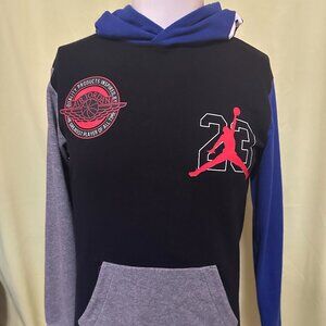 Nike Air Jordan Flight Boys Blue Black Gray Hoodie Sweater XL 13-15 Yrs Kids Cot